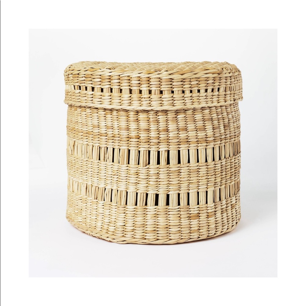 Oval Decorative Lidded Open Weave Basket-Threshold w/Studio McGee